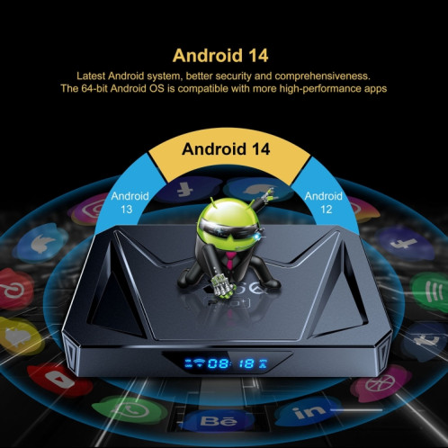 Décodeur Internet X96Q Pro+ Cortex-A55 Android 14 Octa-core CPU 4K HD, RAM : 4 Go + 32 Go () SH802A816-011